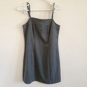 Vintage Y2K Express Gray Stretch Spaghetti Strap Shift Mini Dress Size 1/2